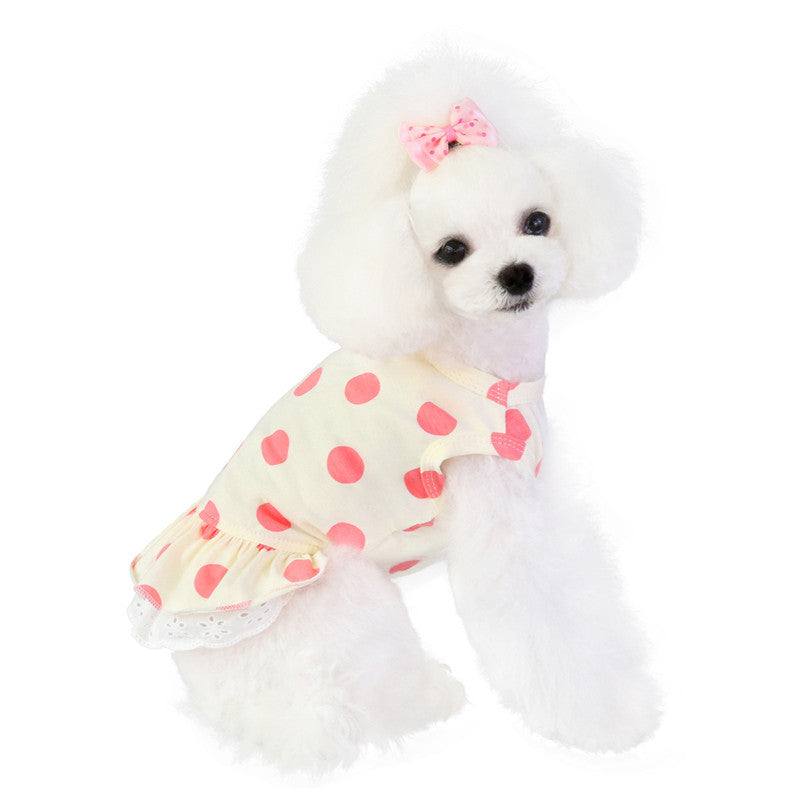 Pink Lace Polka Dot Pet Outfit