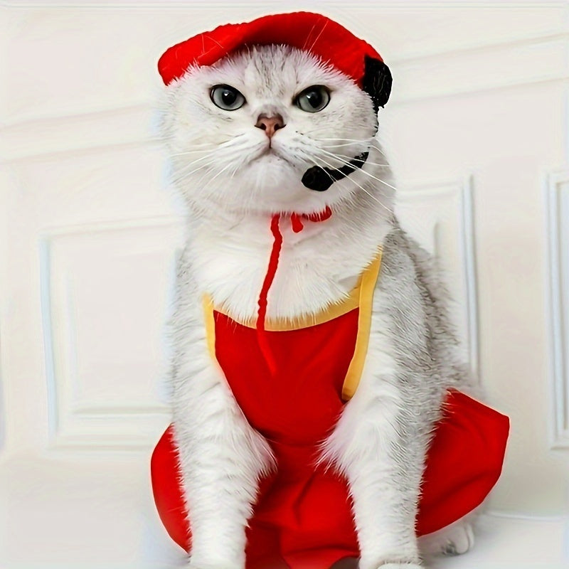 Knitted Small Pet Fast Food Worker Costume