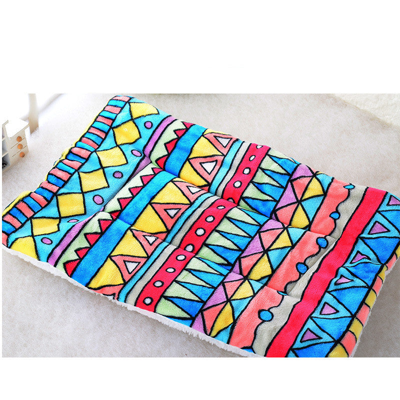 Colorful Geometric Cushioned Pet Bed