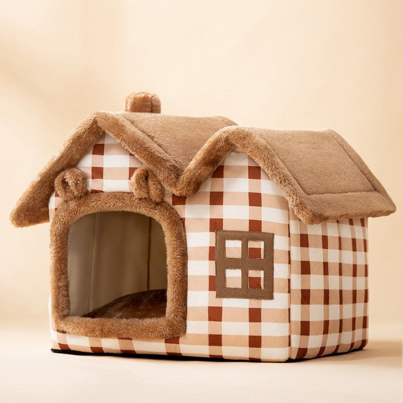 Foldable Pet Villa for Sleep w/ Removable Nest