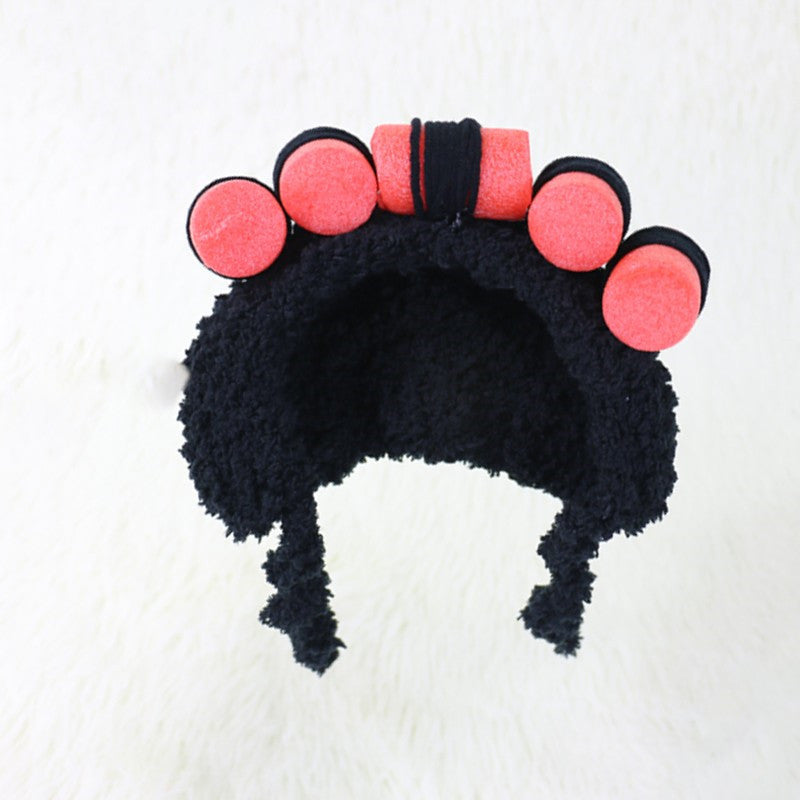 Wig With Curlers Headgear for Cats