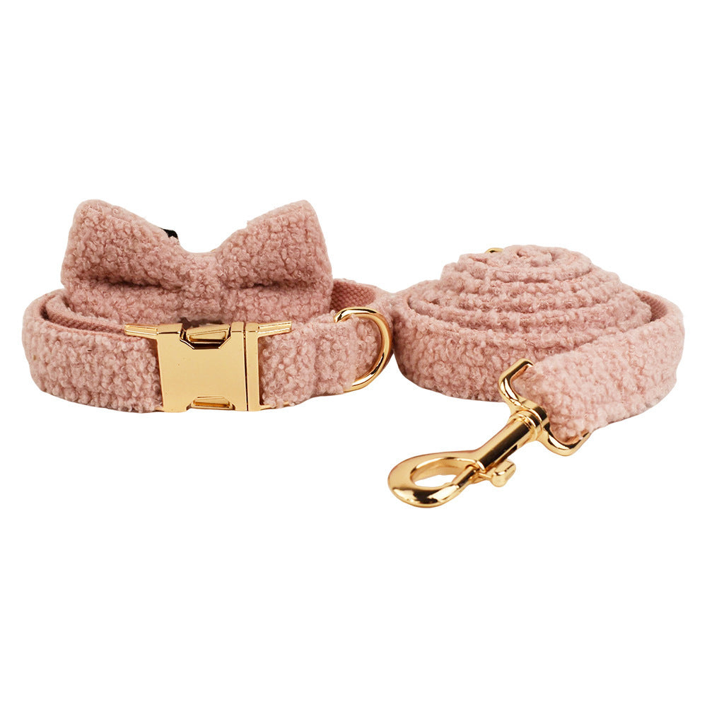 Fuzzy Pet Collar, Leash and Bow