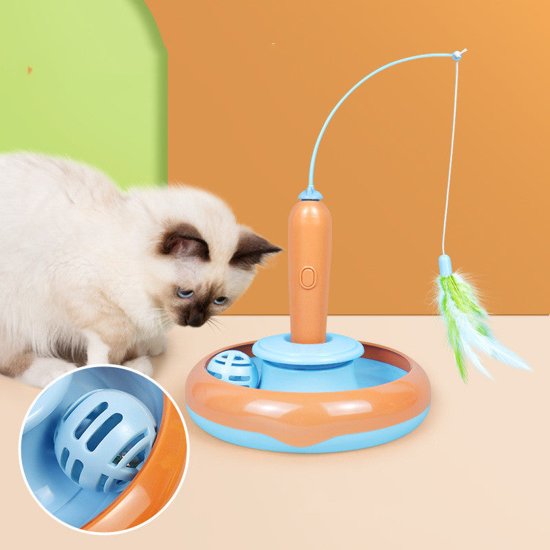 2 In 1 Pet Cat Toy With Feather For Self Play