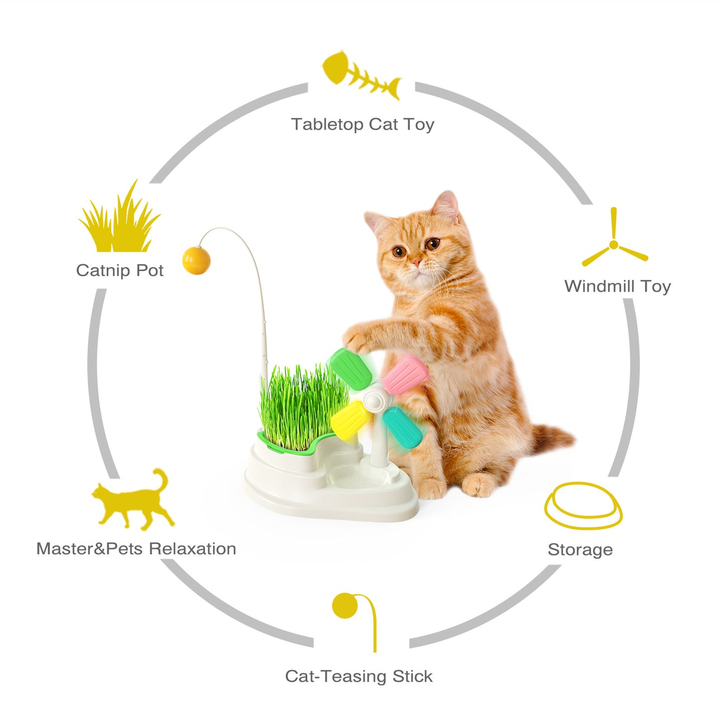 Interactive Indoor Cat Toy With Grass