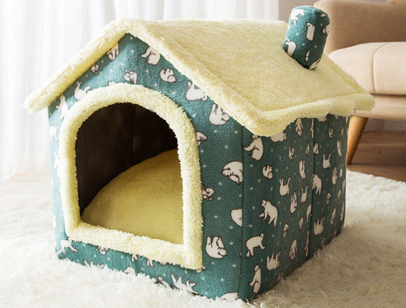 Foldable Pet Villa for Sleep w/ Removable Nest