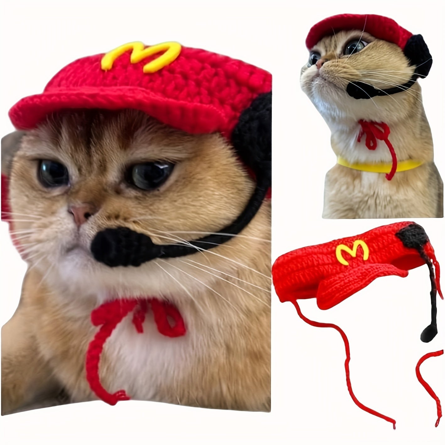 Knitted Small Pet Fast Food Worker Costume
