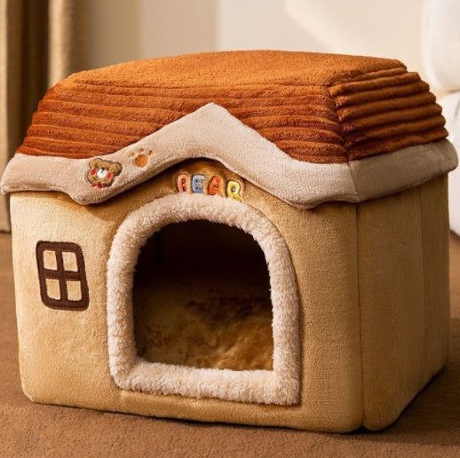 Foldable Pet Villa for Sleep w/ Removable Nest